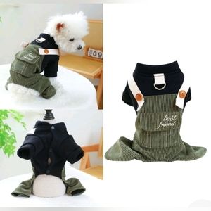 FREE W/BUNDLE Pet Circle BFFs Courderoy Dog O-Alls W/ O-Ring Olive Green Sz. XS